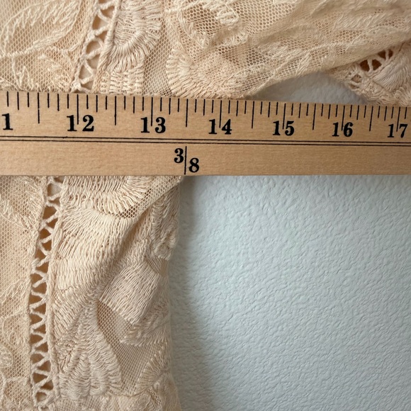 Free People Mountain Laurel Lace Embroidered Dress Boho Cottagecore Ivory Sz 6 - Picture 8 of 10